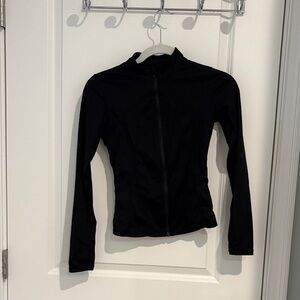 Black Long Sleeve Zip-Up Women's Top